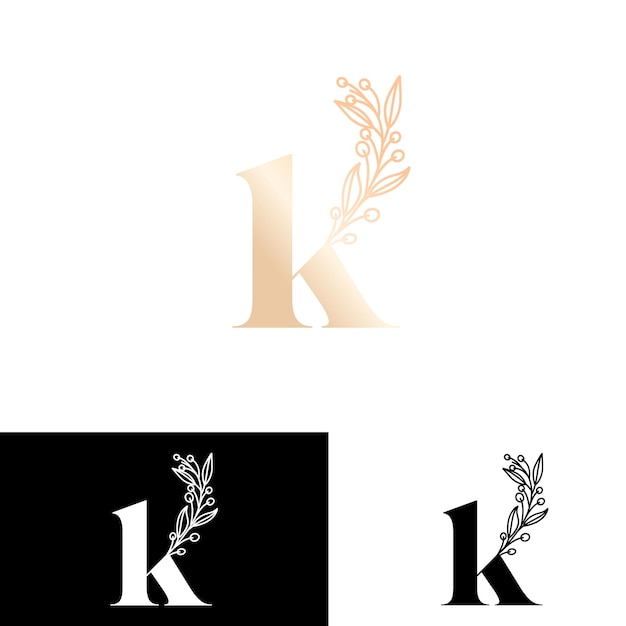 Beauty bloem logo monogram K boutique salon initiële Letter Designs sjablonen