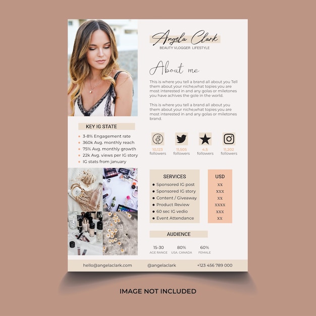 Vettore template del kit multimediale di beauty blogger