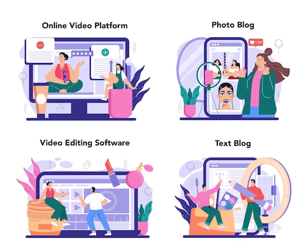 Интернет-сервис или платформа для бьюти-блоггеров. видео блоггер делает