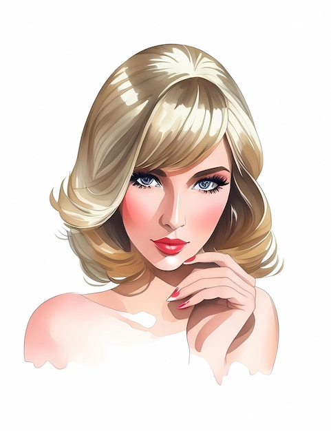 Vector beauty blonde 70s woman