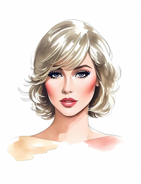 Vector beauty blonde 70s woman