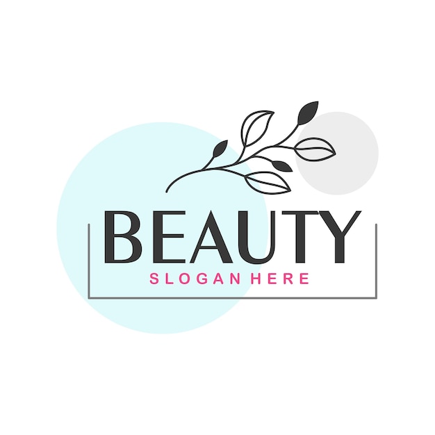 Vector beauty brand logo template with tagline