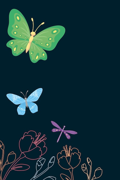 Vector beauty butterflies insects flying