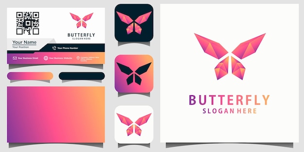 beauty butterfly 3d logo design template