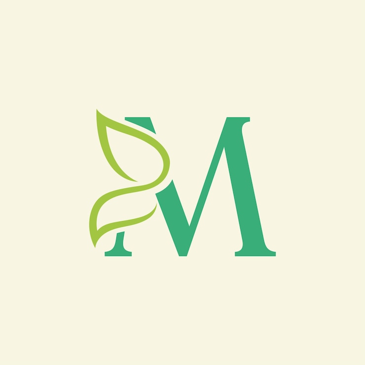 Vector beauty butterfly green natural logo design letter m