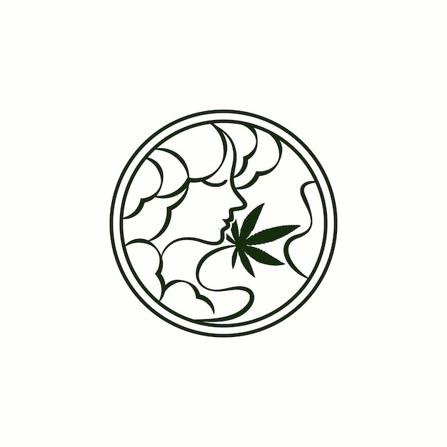 Design dell'illustrazione del logo della cannabis di bellezza per la tua azienda o azienda