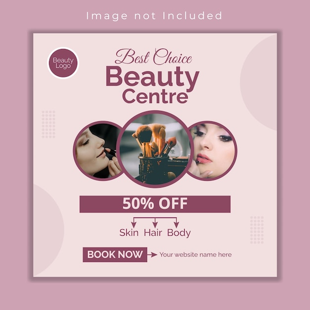 Vector beauty care center service social media post and banner template