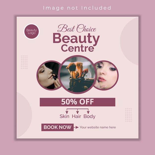 Beauty care center service social media post and banner template
