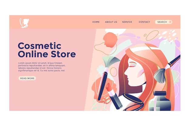 Vector beauty care and cosmetic landing page concept