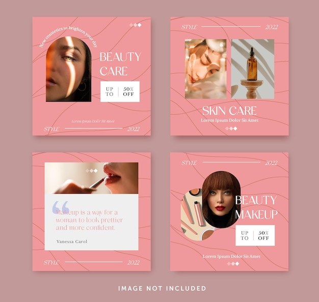 Vector beauty care cosmetic social media post template