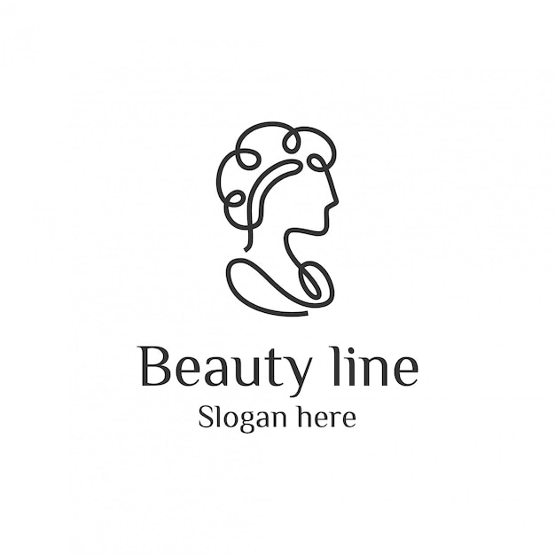 Design del logo di cura di bellezza con stile art line