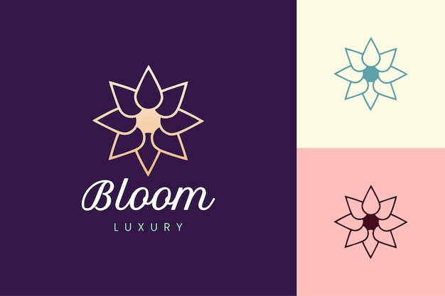 Modello di logo per la cura della bellezza a forma di fiore di lusso