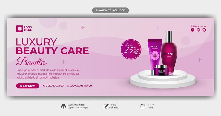 Vector beauty care products advertising cover template
