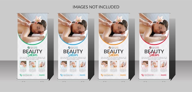 Vector beauty care salon roll up banner template