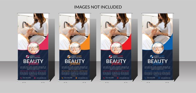 Vector beauty care salon roll up banner template