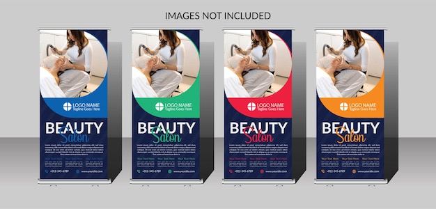Vector beauty care salon roll up banner template