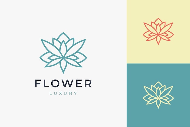 Beauty care or spa logo template in line art lotus flower shape