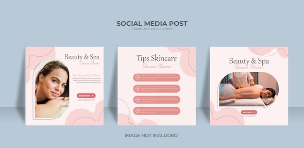 Beauty care and spa social media post template premium vector