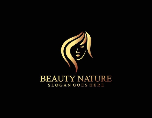 Beauty clinic with woman inside logo template