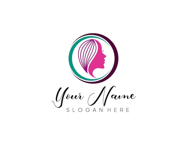 Beauty clinic with woman inside logo template