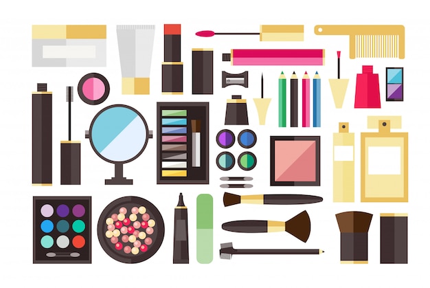 beauty cosmetic icon set