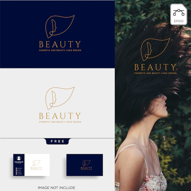 Beauty cosmetic line art logo vector icon element