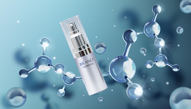 ベクトル 高級美容ブランドとしての分子化粧品広告テンプレート化粧品を使用した美容化粧品