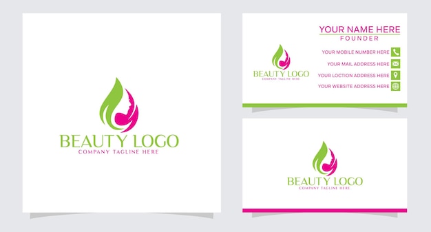 beauty  cosmetic woman luxury logo design and business card  template