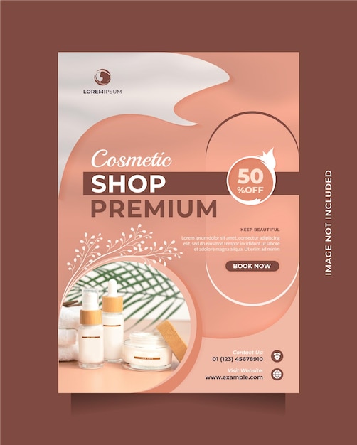 Vector beauty cosmetics sale flyer en brochure sjabloon met a4-formaat