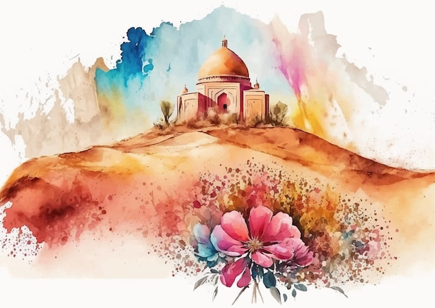 Beauty in the Details of Watercolor Paintings in Islamic Mosques