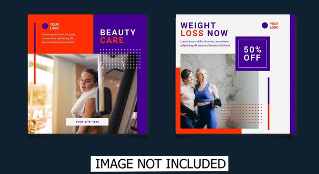 Beauty and Diet Social media post Banner Square Flyer Template Design