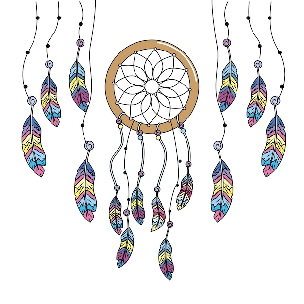 Beauty dream catcher with feathers design