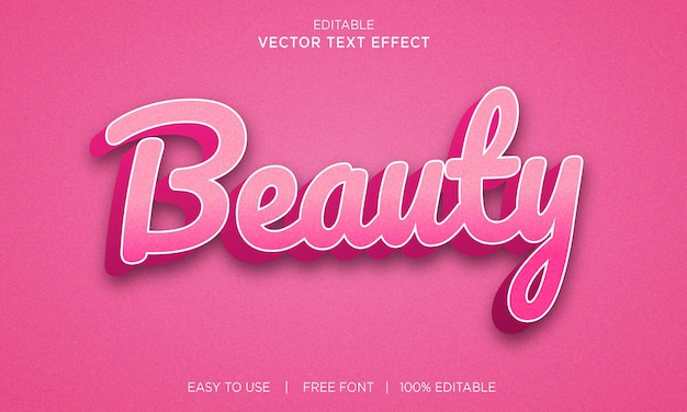 Beauty editable 3d text effect with premium vector