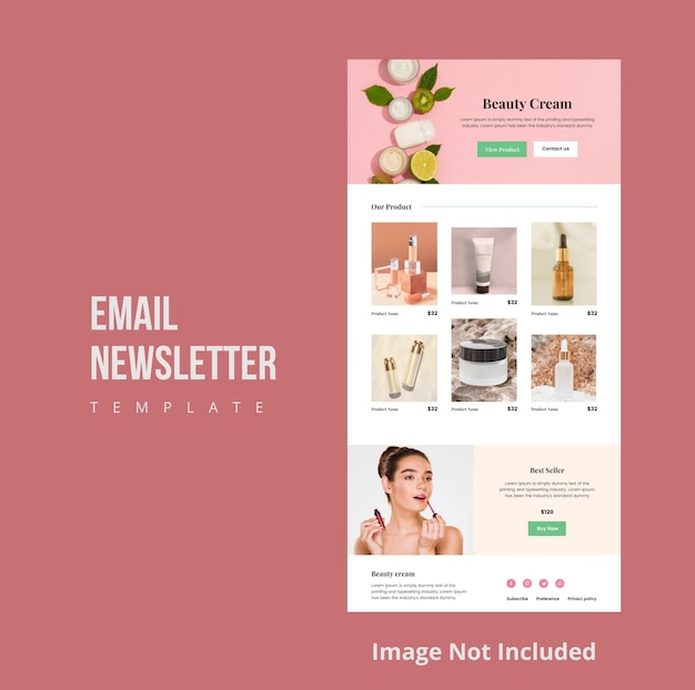 Vector beauty email newsletter for marketing