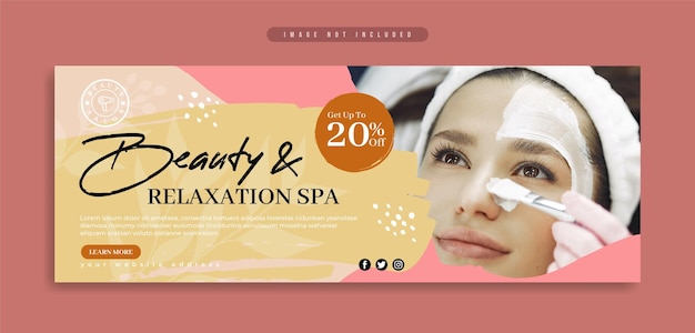 Vector beauty en spa salon business marketing social media banner of cover met penseelstreek achtergrond