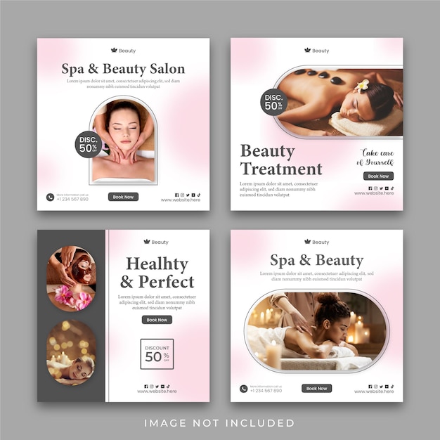 Beauty en spa social media postsjabloon