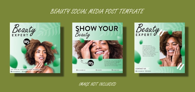 Vector beauty expert social media post promotion template set