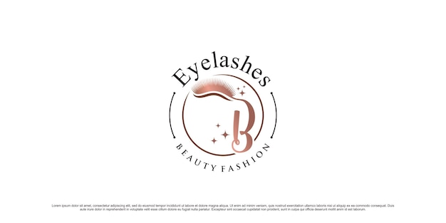 Beauty eyelash icon logo design with initial letter b and creative element Premium Vector