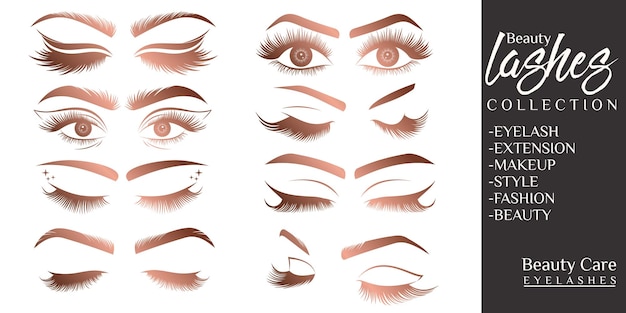 Beauty eyelash icon set logo design