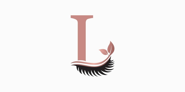 Vector beauty eyelash logo desgin with letter l consept premium vektor