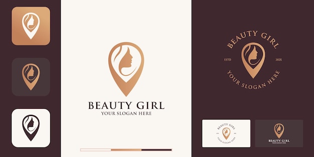 Beauty face location combination logo for beauty salon inspiration logo