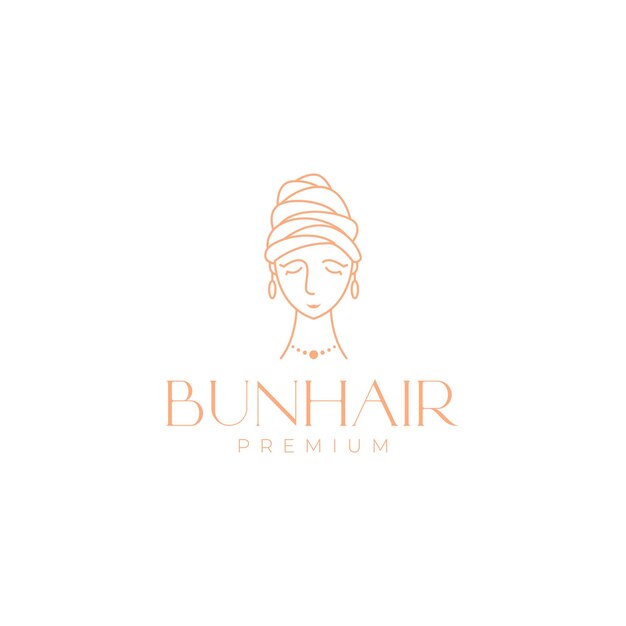 Beauty face woman bun hairstyle logo design