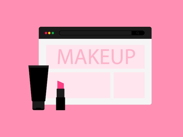 Beauty fashion blog, online beauty consultant blog, makeup. Vector illustration