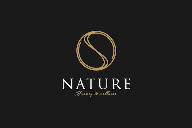 Vector beauty fashion logo design initial letter s gold luxury icon symbol abstract rounded shape