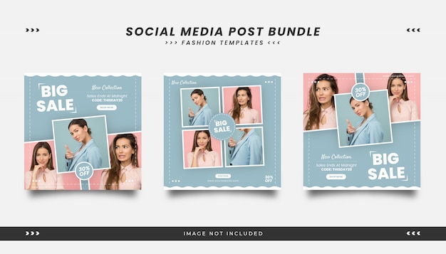 Vector beauty fashion social media post template with feminime style