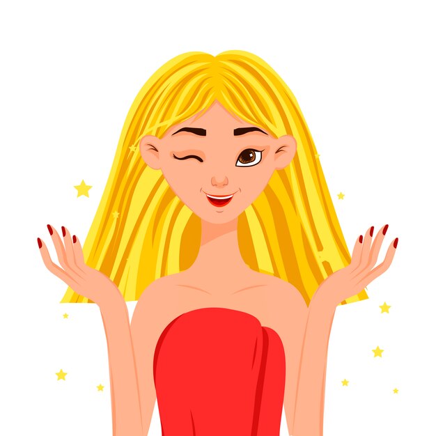 Beauty female face with clean, radiant skin. cartoon style.