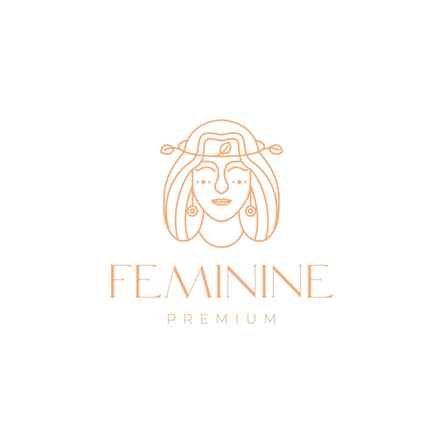 Beauty feminine face greek women ancient line minimalist logo design vector