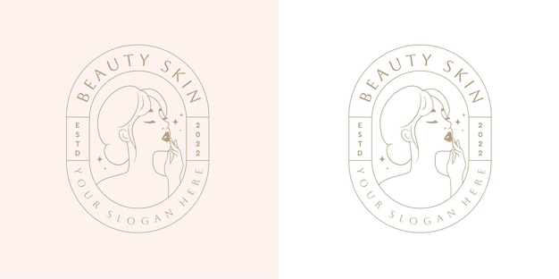 Beauty feminine woman logo icon line art outline for salon skin care cometics boutique and fashion