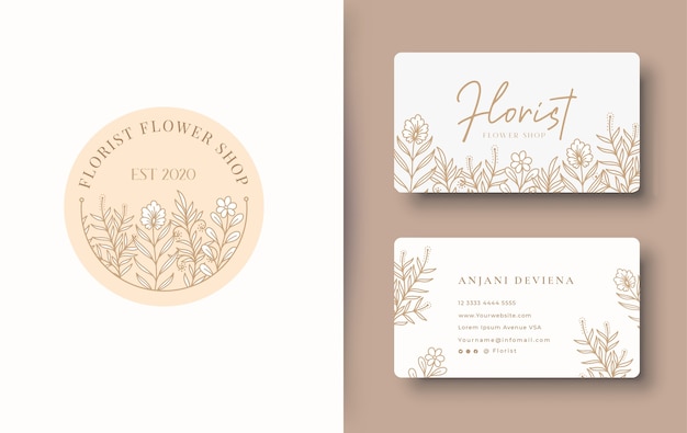 Beauty floral logo design with business card