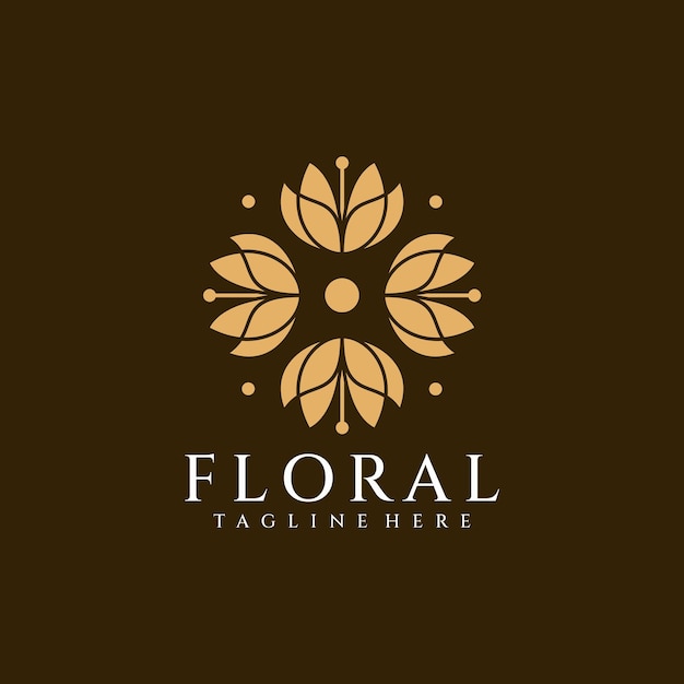 Elementi di design del logo del fiore della decorazione della stazione termale del salone floreale di bellezza